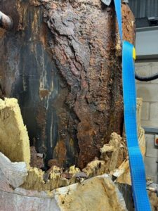 Corroded commercial calorifier before replacement at Radisson Blu Liverpool
